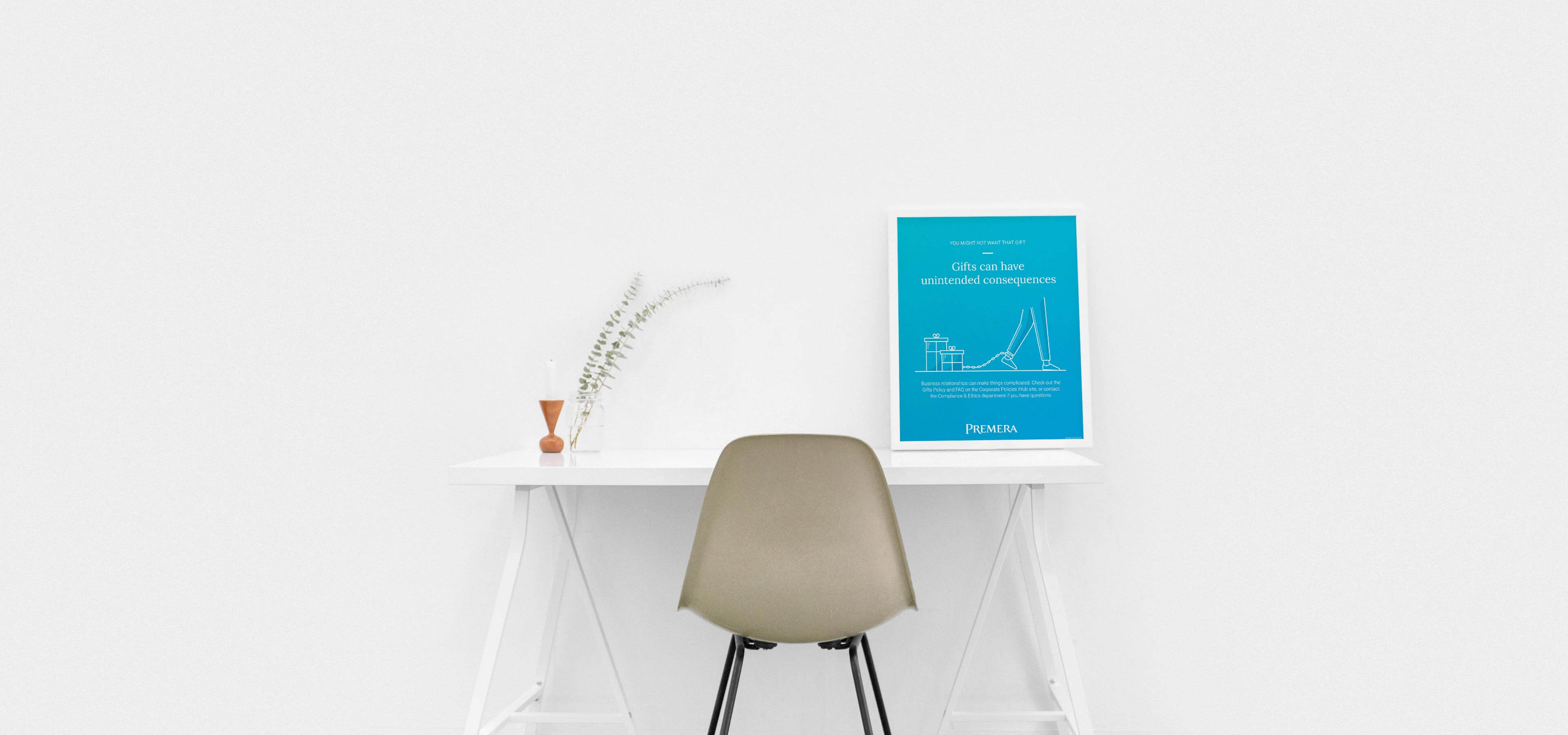 Premera Campaign Poster on Table Mockup